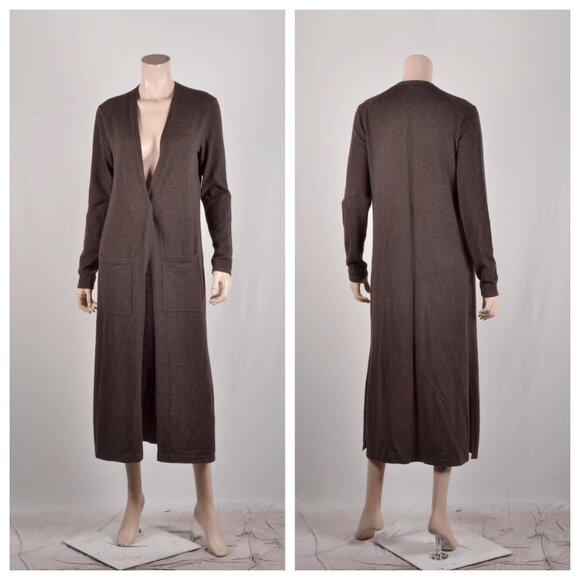 Theory Torina Cashmere Maxi Cardigan in Compost - Picture 3 of 3